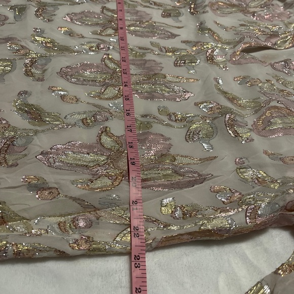 Lilly Pulitzer Sheer Blouse with Pink and Gold Metallic Leaf Motif - Picture 6 of 7